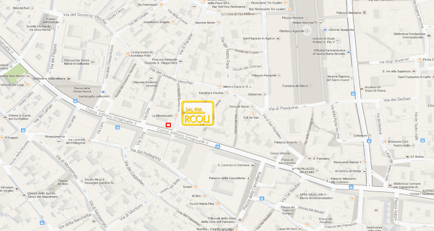 Mappa della sede Ercoli Cornici in Corso Vittorio Emanuele II a Roma